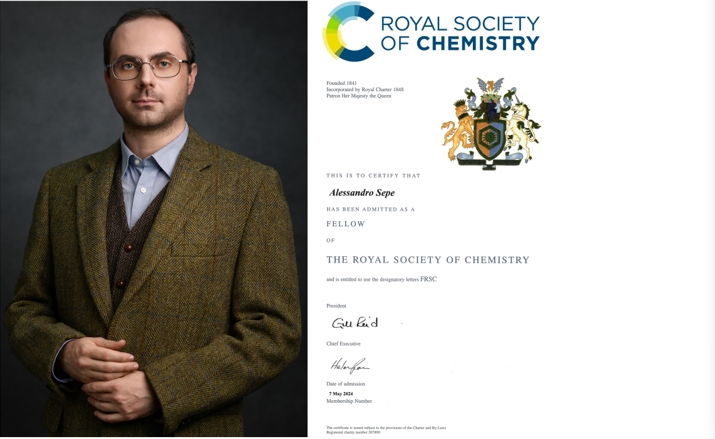 Prof. Alessandro Sepe Elected Fellow of the Royal Society of Chemistry